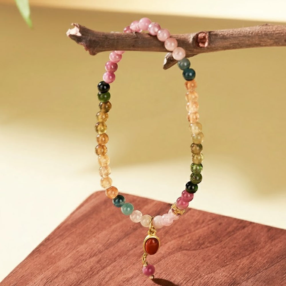 天然彩虹碧璽水晶手串招財「事業順系列」【台南首廟天壇天公廟祈福加持】