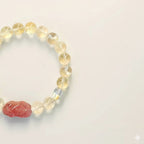 「事業順系列」 爆閃黃水晶草莓晶貔貅醒獅手鍊 【首廟天壇天公廟祈福加持】