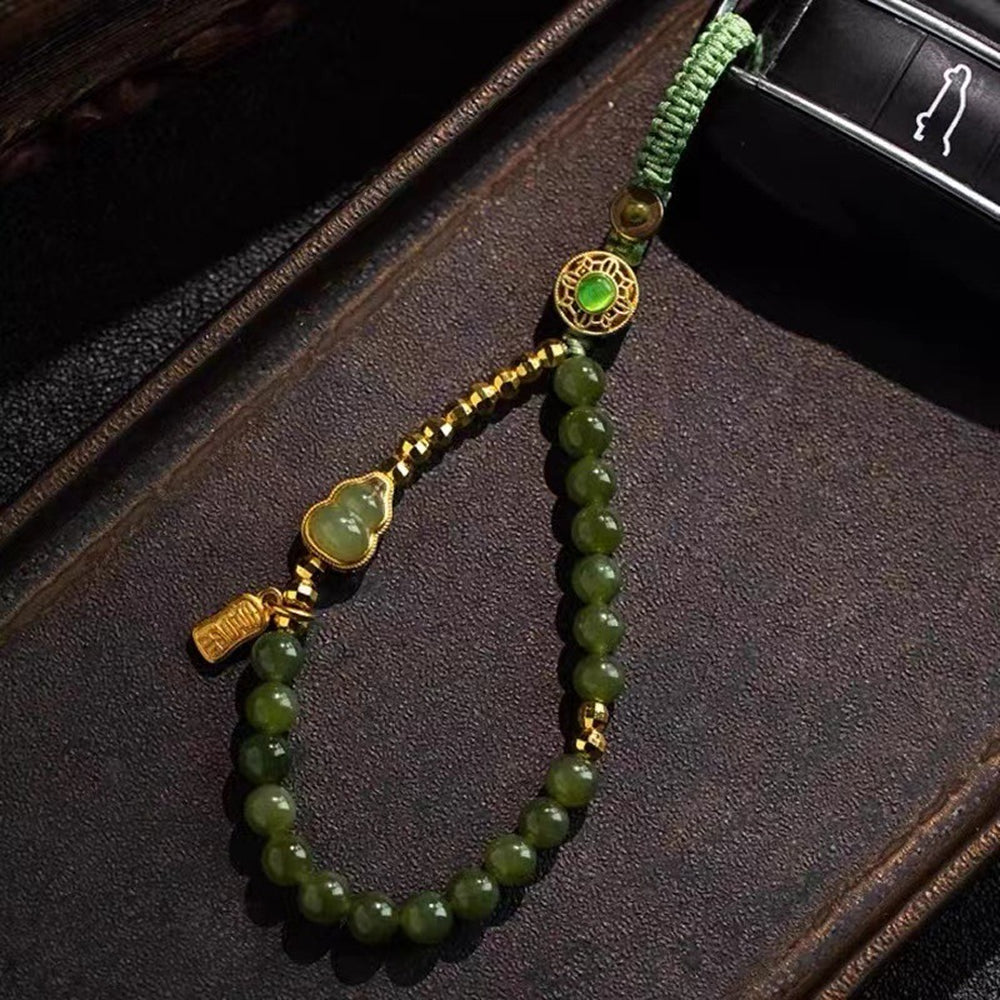 碧玉和田玉葫蘆手機鍊長款可調節可掛手腕防摔「和田玉系列」【首廟天壇天公廟祈福加持】