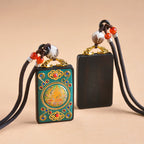 黃財神檀木唐卡吊墜手工項鍊「招財系列」【祈福加持】