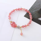 天然草莓晶可愛簡約狐狸手串「好姻緣」【首廟天壇天公廟祈福加持】