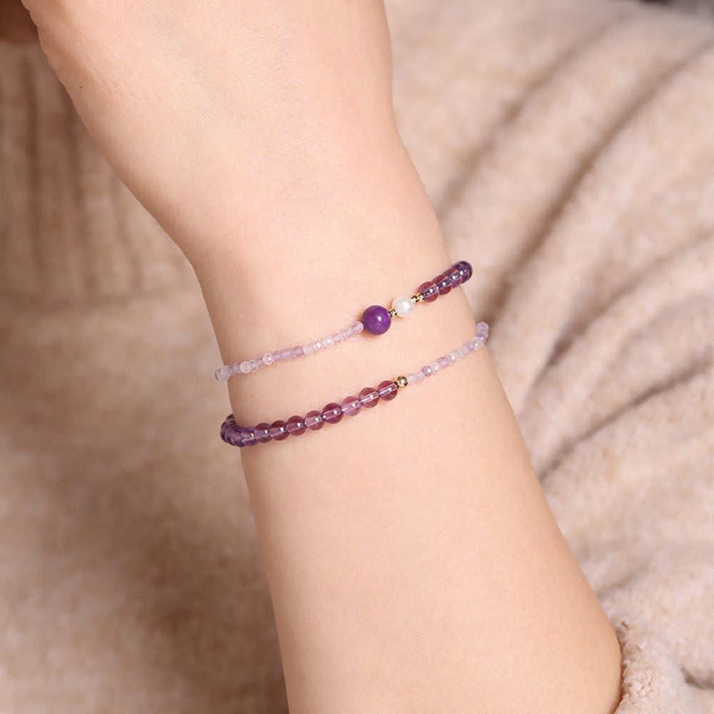 「開智系列」紫氣東來極細天然紫水晶手鏈女多圈雙層 【臺南孔廟祈福加持】