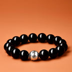 烏金黑曜石六字真言手串「自在安心系列」【台南首廟天壇天公廟祈福加持】