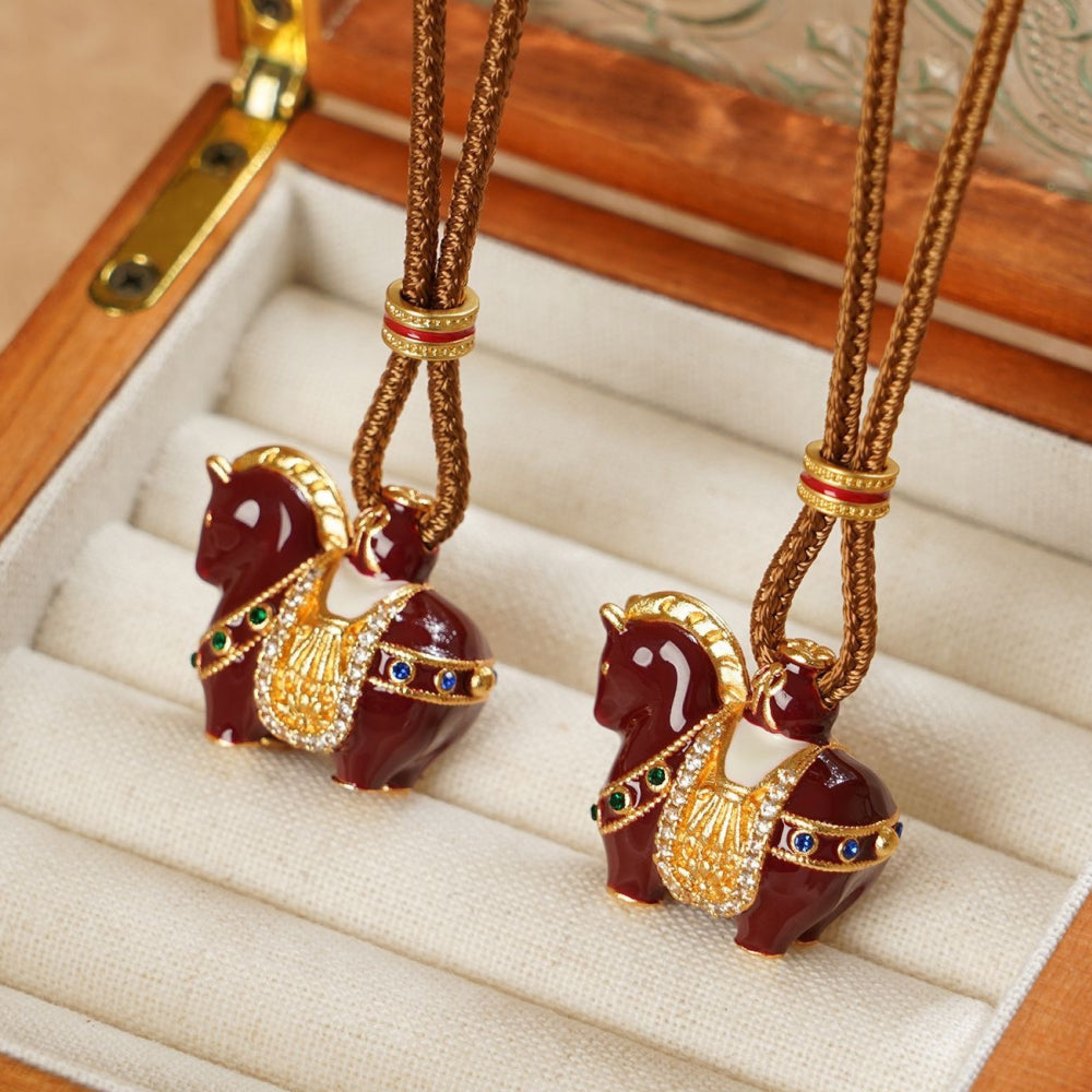 紅色小馬「馬上有錢」項鍊吊墜 【祈福加持】
