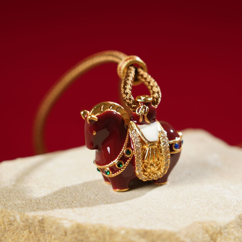 紅色小馬「馬上有錢」項鍊吊墜 【祈福加持】