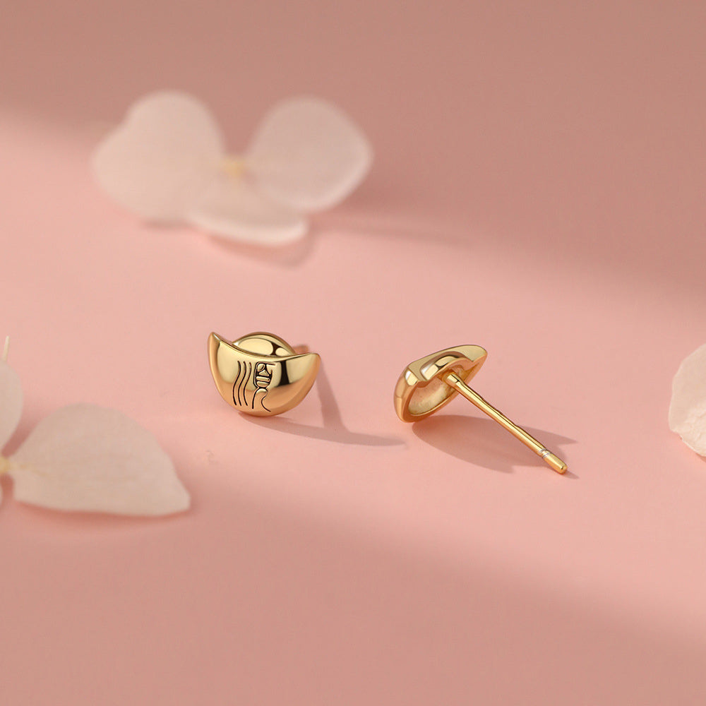 足銀S999元寶耳釘「馬上有福」 【招財納福】