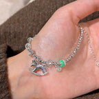 碎冰冰「馬上有福」盤缠銀色木馬串珠 【財富加持】