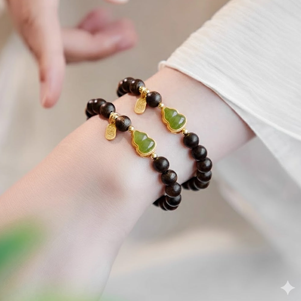 小葉降真香碧玉蜜蠟手鏈「圓滿開運」【台南首廟天壇天公廟祈福加持】