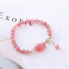 天然草莓晶可愛簡約狐狸手串「好姻緣」【首廟天壇天公廟祈福加持】