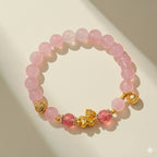 天然黃塔水晶串珠手鏈女粉水晶「財運來」【首廟天壇天公廟祈福加持】