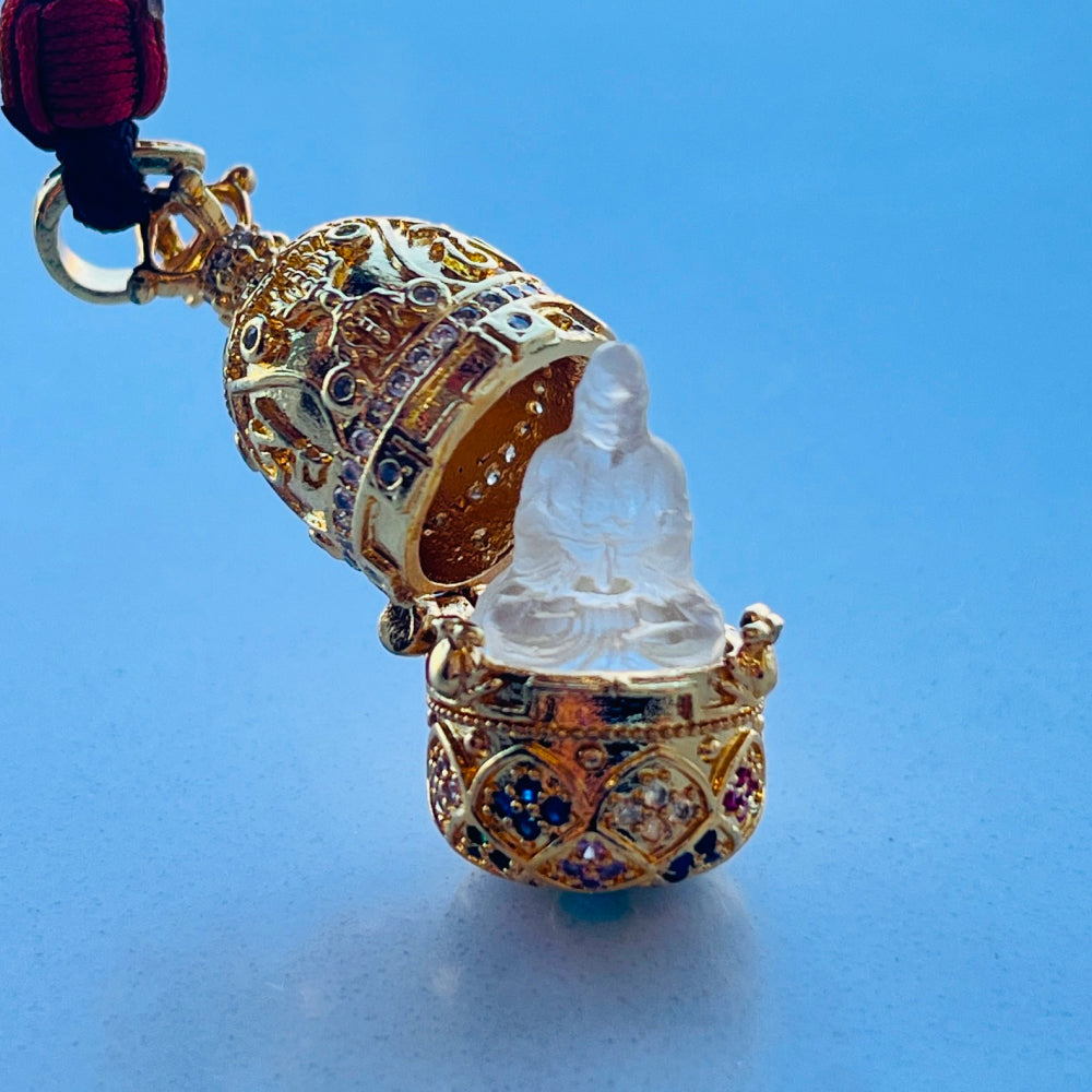 東魅花開見佛琉璃項鏈嘎烏盒復古合金項鏈隨身禮佛龕「自在安心系列」【首廟天壇天公廟祈福加持】