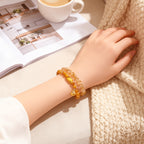 天然黃塔晶招財雙圈串珠手鏈貓咪鈴鐺手串「財運來」【首廟天壇天公廟祈福加持】