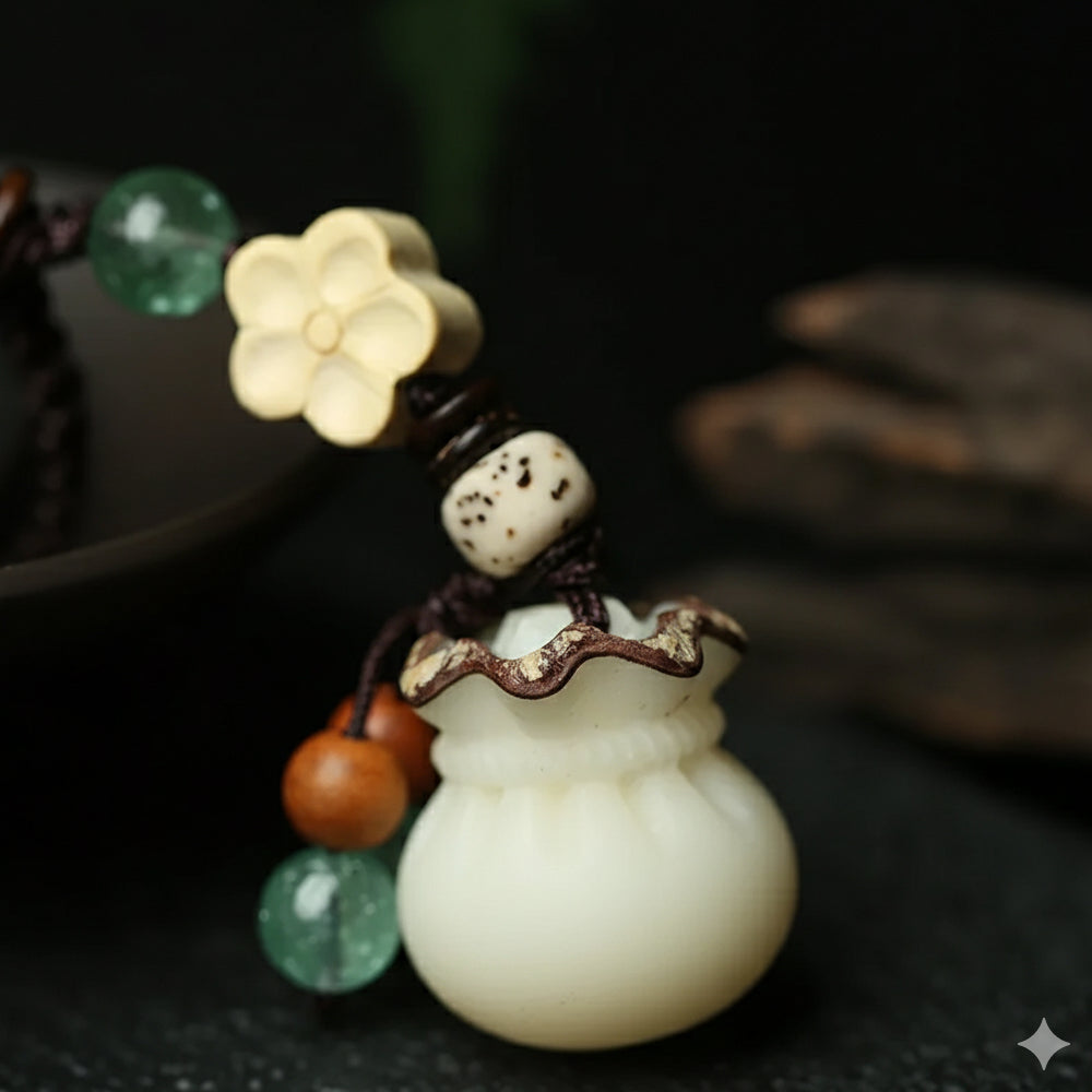 白玉菩提桃花福袋钥匙挂饰 · 開運掛飾「寓意好物系列」【佛光山祈福加持】