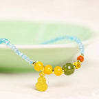 忘憂藍輝「好運系列」托帕石手鏈藍托帕蜜蠟南紅珠大吉手鏈女 【佛光山祈福加持】