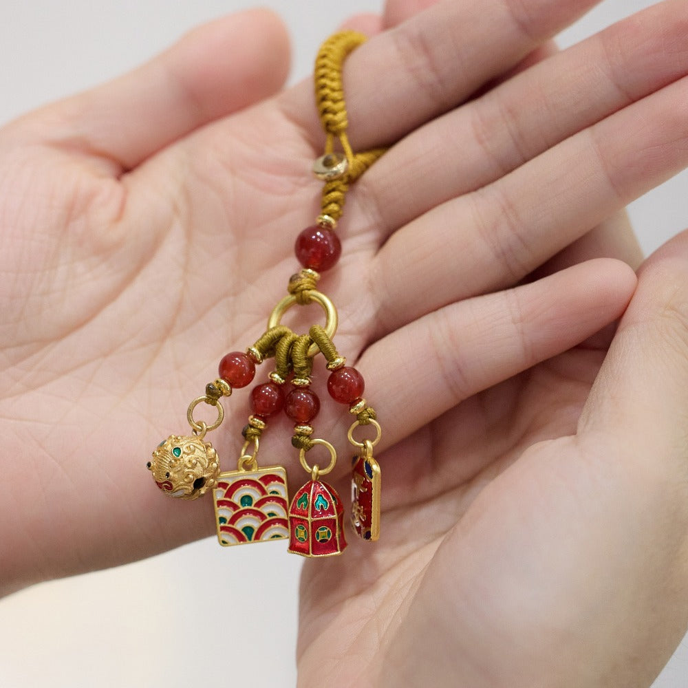 珐琅彩财神黃銅鑰匙扣「財運來」【首廟天壇天公廟祈福加持】