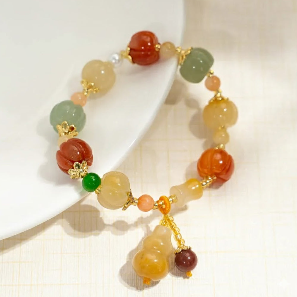 金絲玉南瓜手串白玉菩提竹節葫蘆手鏈「圓滿開運」【首廟天壇天公廟祈福加持】