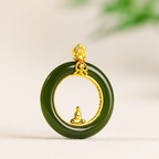 「無煩惱系列」和田玉項鍊文殊坐相守護生日禮物男女【佛光山高雄祈福加持】