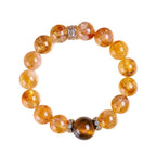 「來財系列」天然黃水晶黃塔晶雙花串珠手鏈 · 增好運納財虎眼石 【台南首廟天壇天公廟祈福加持】