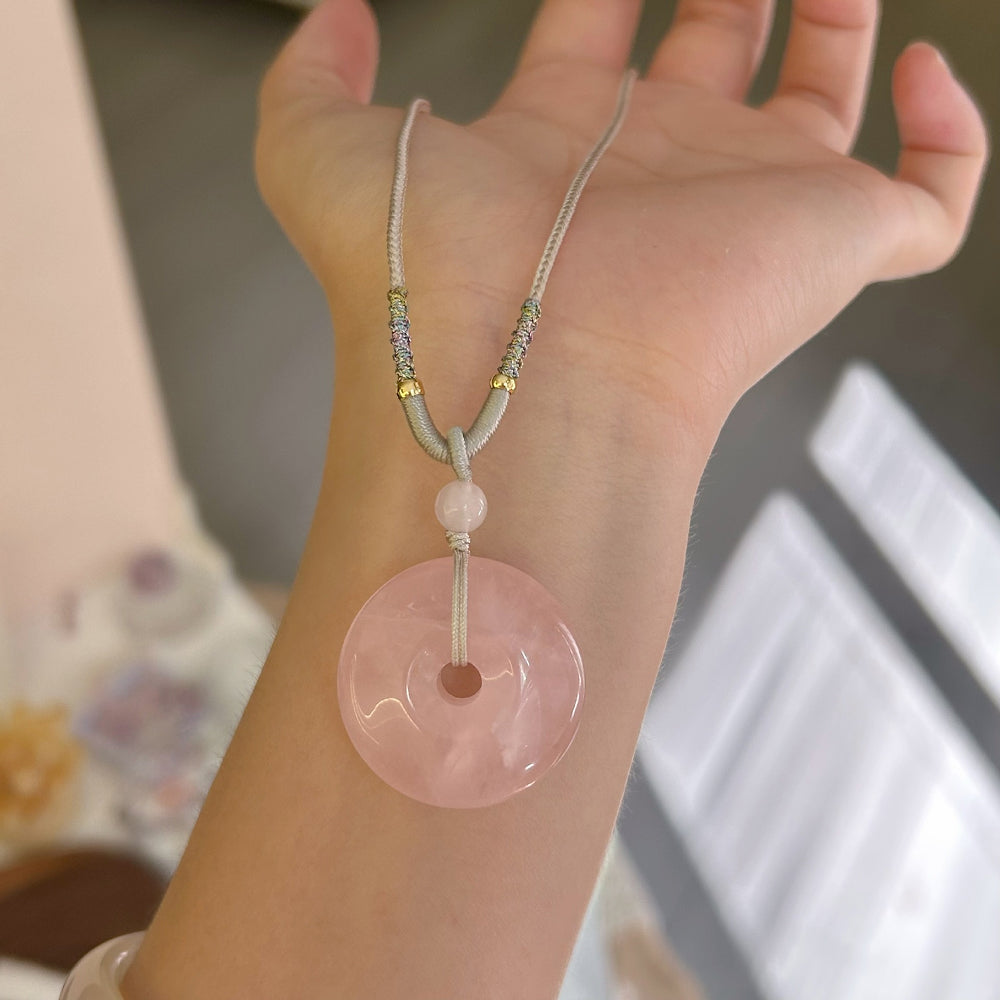 粉黛「好姻緣系列」粉水晶項鍊吊墜流蘇項鍊 【台南首廟天壇天公廟祈福加持】