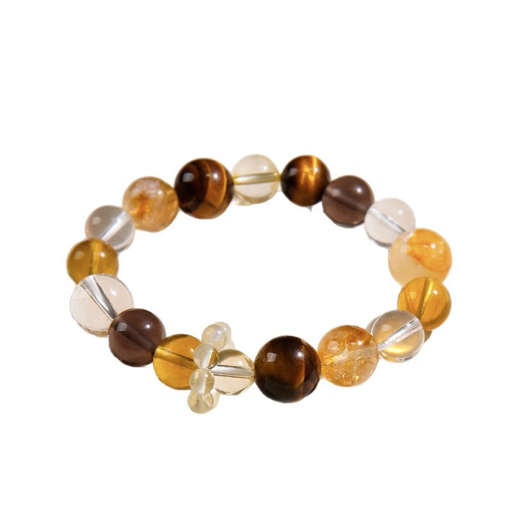 「來財系列」高級虎眼石白水晶手鏈紅膠花水晶串珠 【台南首廟天壇天公廟祈福加持】