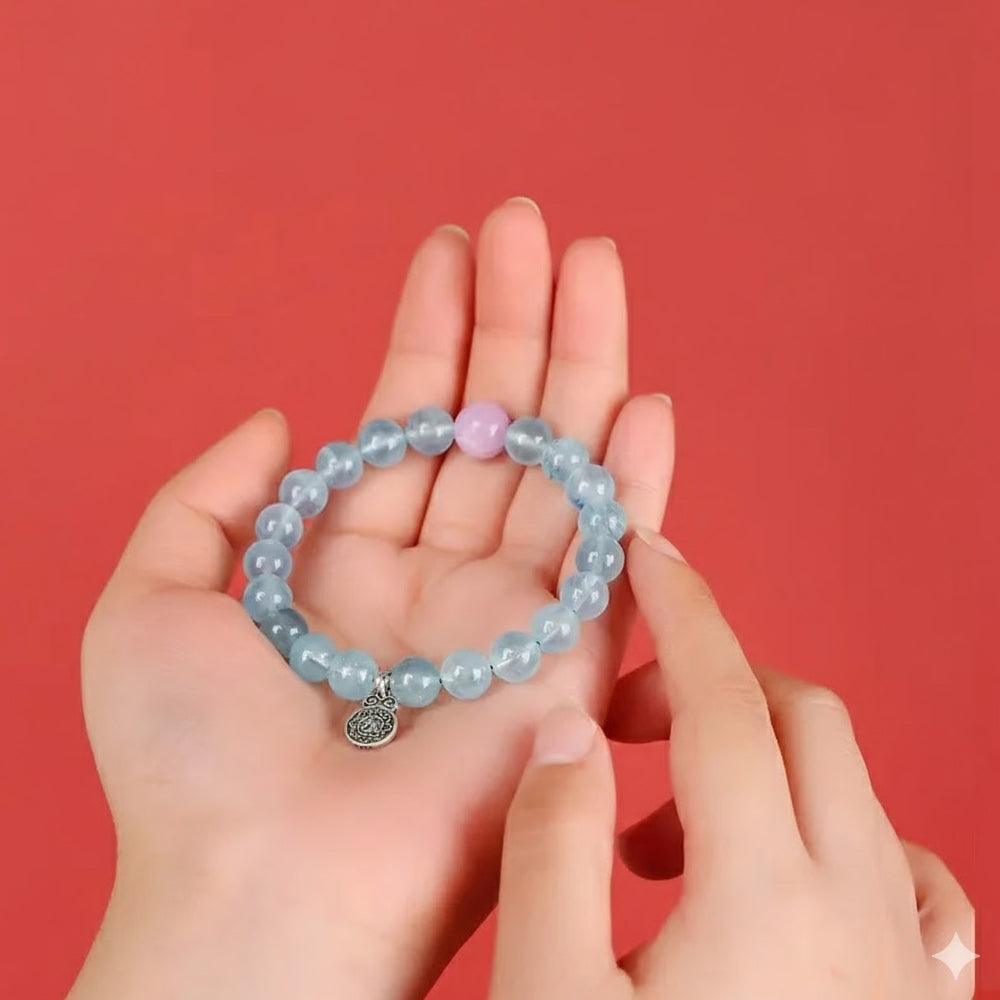 海寶藍手串男女五行白綠幽靈水晶手串「圓滿開運」【首廟天壇天公廟祈福加持】