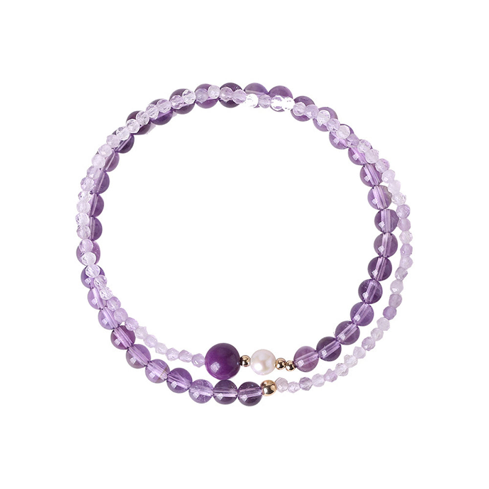 「開智系列」紫氣東來極細天然紫水晶手鏈女多圈雙層 【臺南孔廟祈福加持】