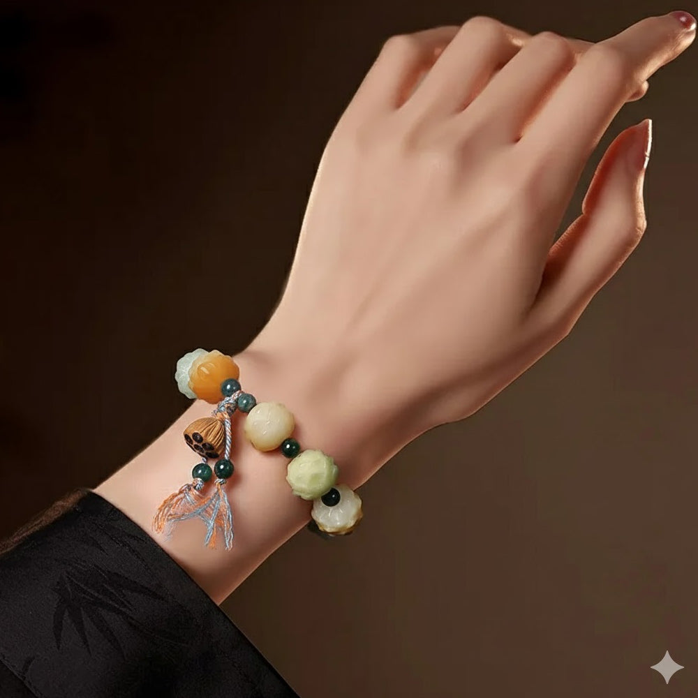 手工精雕漸變蓮花菩提蓮蓬手串「事業順系列」【台南首廟天壇天公廟祈福加持】