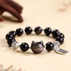 喵喵攬財「來財系列」黑曜石手串銀曜石【台南首廟天壇天公廟祈福加持】