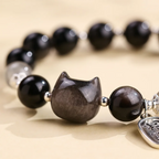 喵喵攬財「來財系列」黑曜石手串銀曜石【台南首廟天壇天公廟祈福加持】