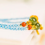 忘憂藍輝「好運系列」托帕石手鏈藍托帕蜜蠟南紅珠大吉手鏈女 【佛光山祈福加持】