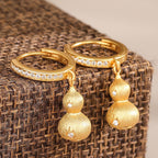 s925純銀金色葫蘆耳環耳坠「好運顺」【祈福加持】