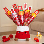 2026新款卡通毛絨創意糖葫蘆擺件馬年裝飾「馬上有錢」（一套 7 個＋抱抱桶）【祈福加持】