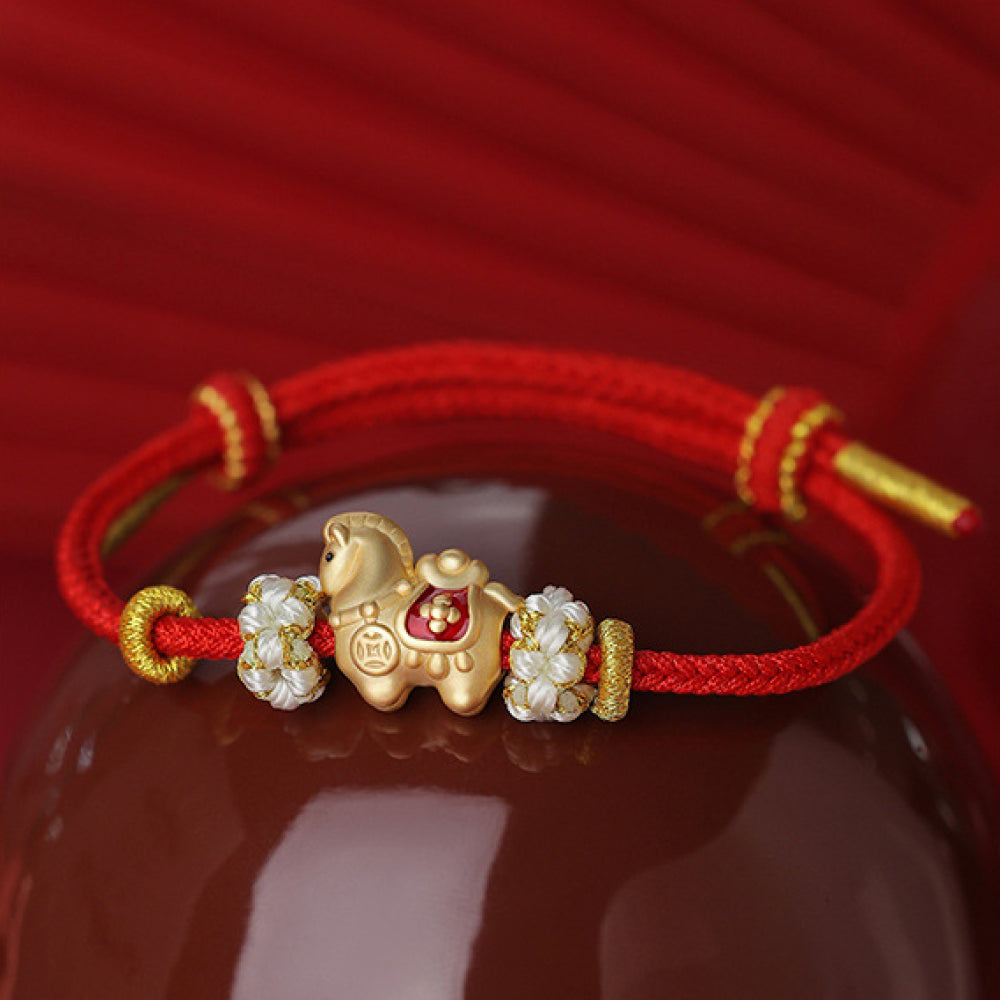S999「馬上有福」唐駿載寶足銀手繩【招財祈福】