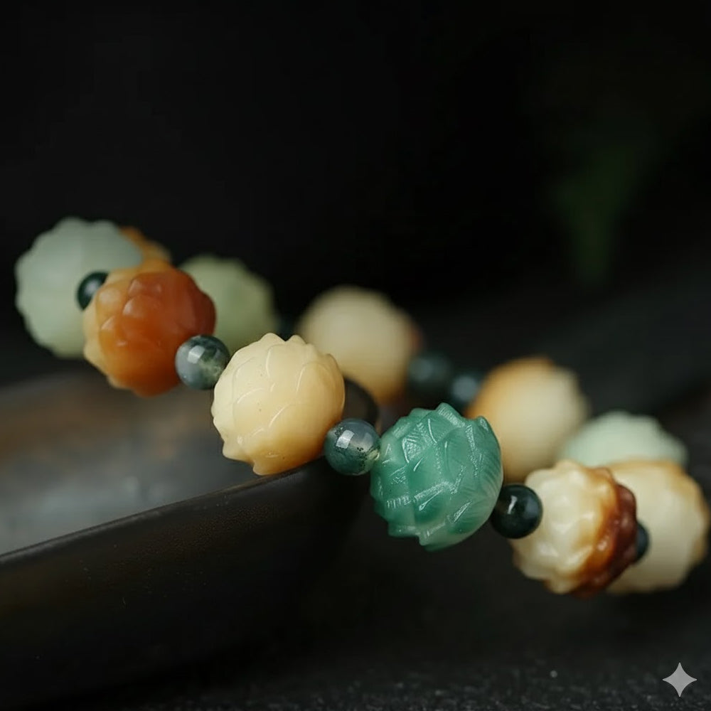 手工精雕漸變蓮花菩提蓮蓬手串「事業順系列」【台南首廟天壇天公廟祈福加持】