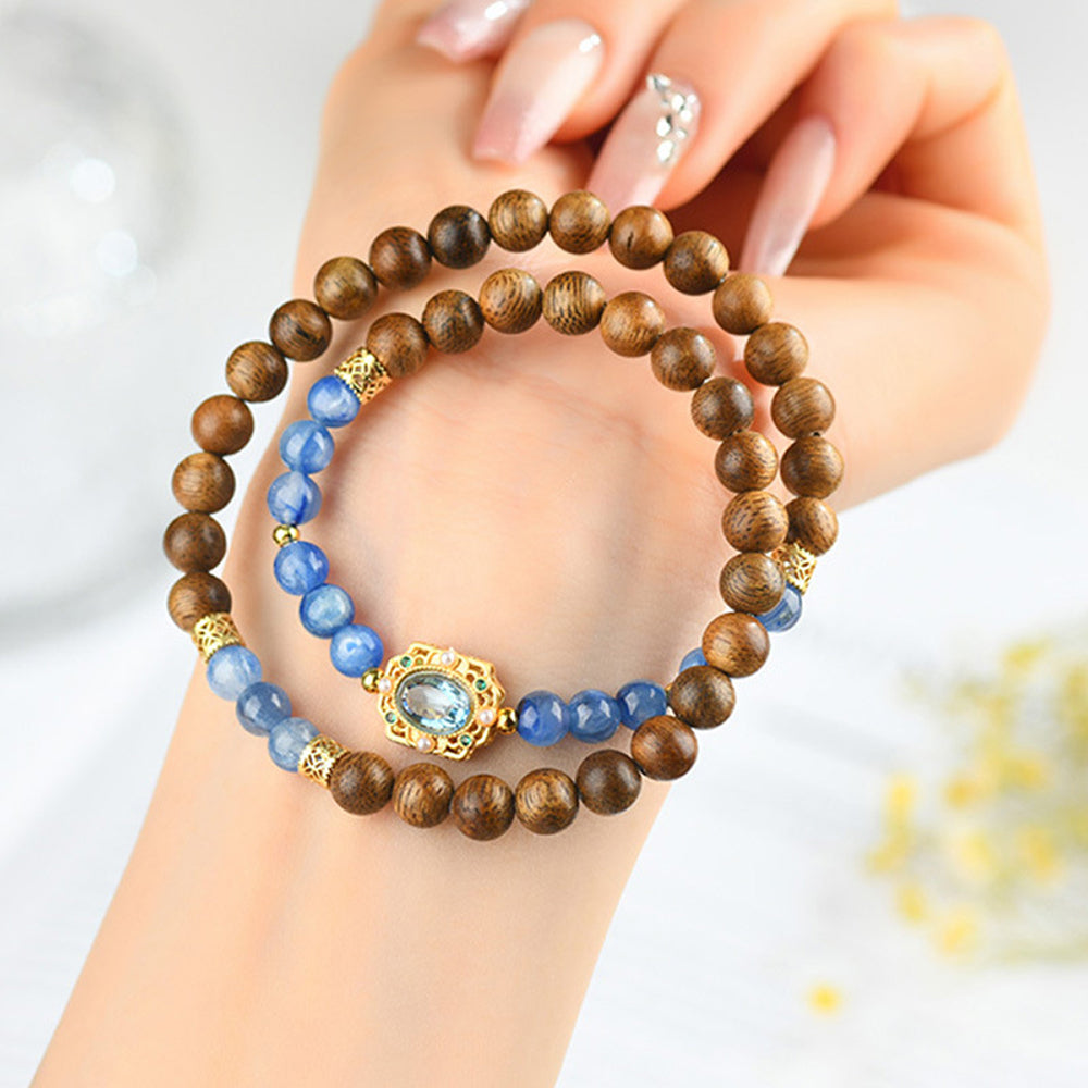 海水藍香香新中式雙圈手串「圓滿開運」【首廟天壇天公廟祈福加持】