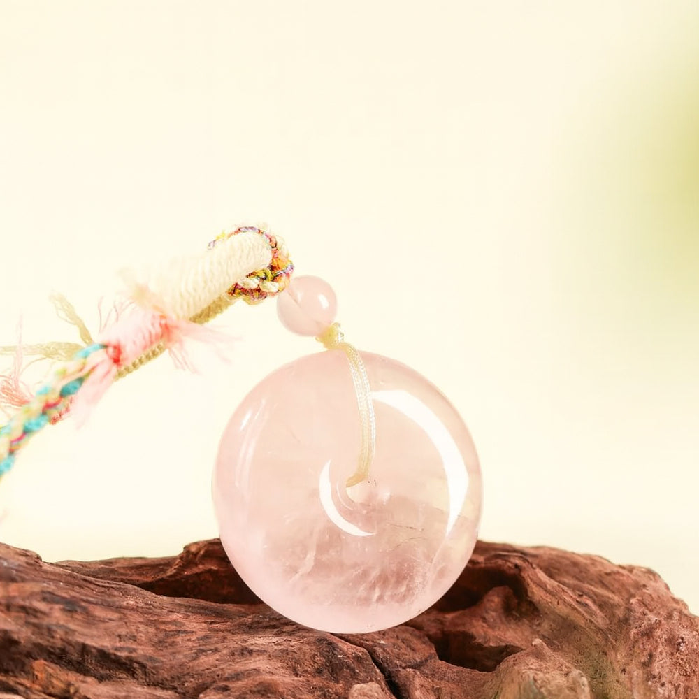 粉黛「好姻緣系列」粉水晶項鍊吊墜流蘇項鍊 【台南首廟天壇天公廟祈福加持】