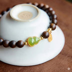 小葉降真香碧玉蜜蠟手鏈「圓滿開運」【台南首廟天壇天公廟祈福加持】