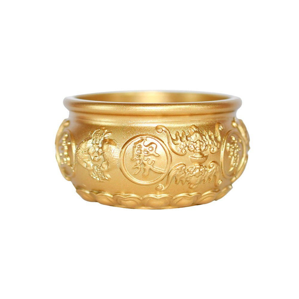 黃銅五福聚寶盆招財盆擺件「招財系列」4cm聚寶盆 + 1cm元寶【100顆】