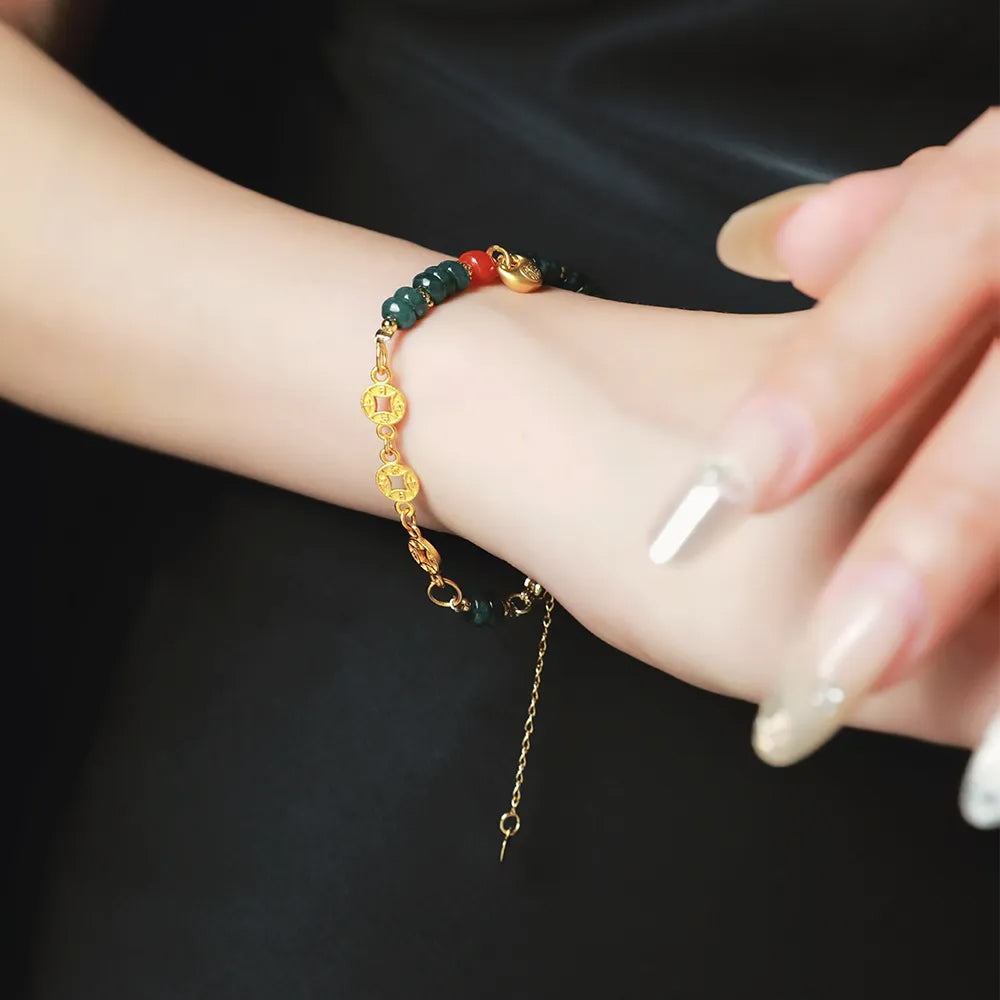 有求幣應「來財系列」翡翠手鍊瑪瑙三帝錢福袋手串手鍊 【台南首廟天壇天公廟祈福加持】