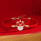 平安扣醒獅和田玉紅繩手鍊「和田玉系列」【首廟天壇天公廟祈福加持】