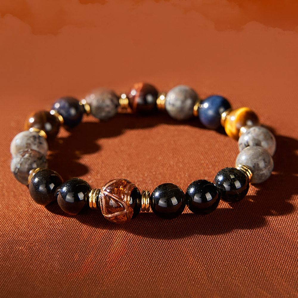 大聖手串火焰石琉璃悟空「事業順系列」天然黑曜石招財手鍊【台南首廟天壇天公廟祈福加持】