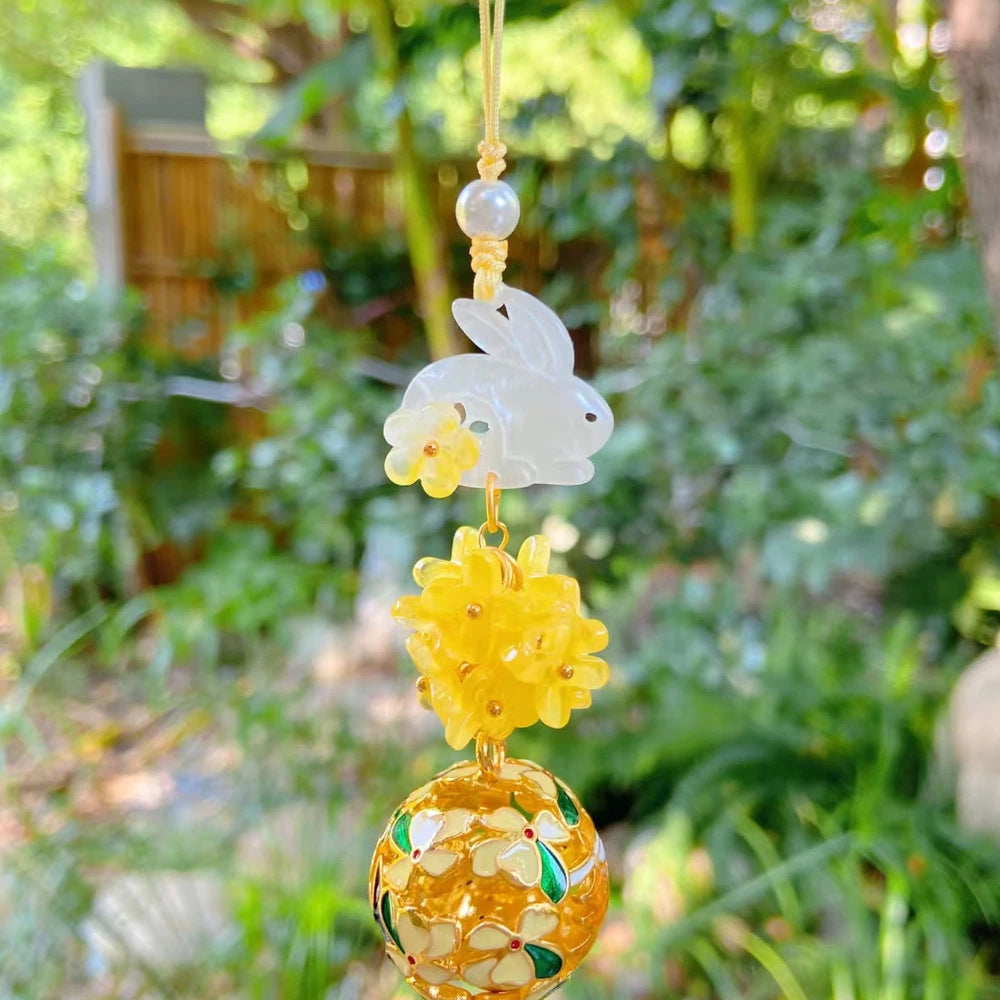 有錢花鈴鐺掛墜可愛富桂兔包掛車「財源廣進」【祈福加持】