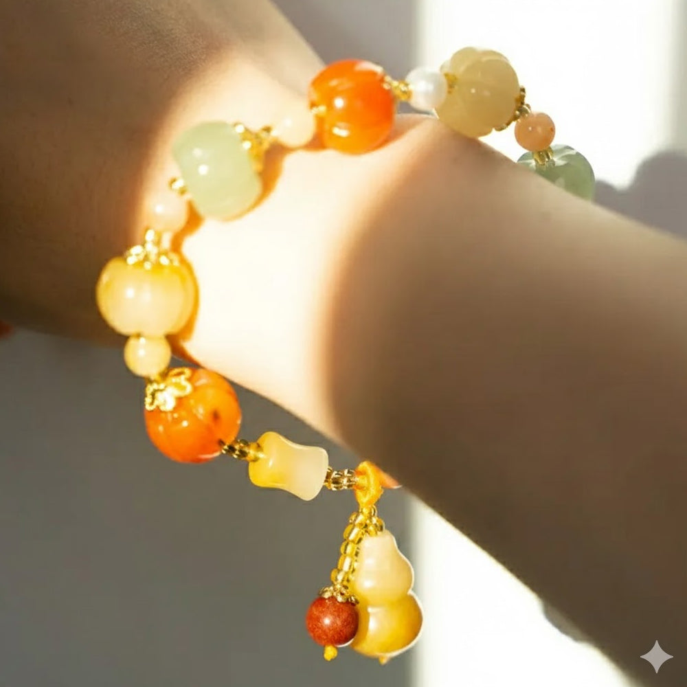 金絲玉南瓜手串白玉菩提竹節葫蘆手鏈「圓滿開運」【首廟天壇天公廟祈福加持】