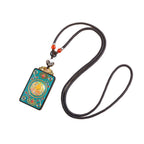 黃財神檀木唐卡吊墜手工項鍊「招財系列」【祈福加持】