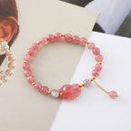 天然草莓晶可愛簡約狐狸手串「好姻緣」【首廟天壇天公廟祈福加持】