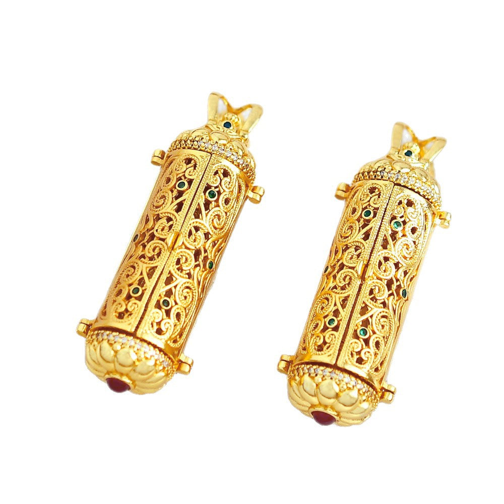 古法沙金鑲鑽開門見財神吊墜「招財系列」【祈福加持】