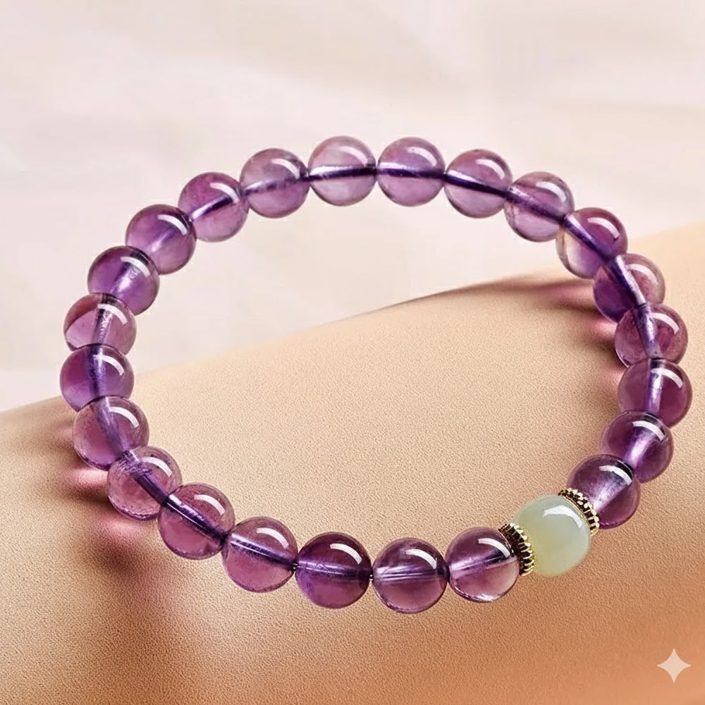 紫水晶和田玉素圈水晶手串「和田玉系列」【台南首廟天壇天公廟祈福加持】