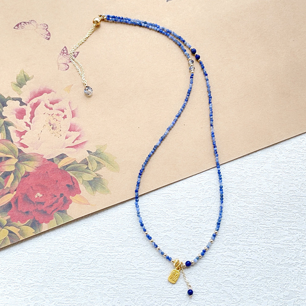 白水晶藍晶石三圈手串「財運來」【首廟天壇天公廟祈福加持】