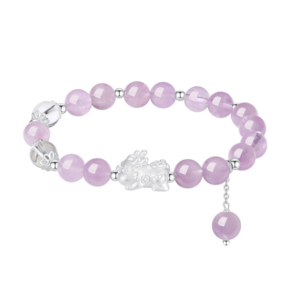 貔貅足銀手串九紫離火轉運珠紫水晶手鏈「圓滿開運」【首廟天壇天公廟祈福加持】