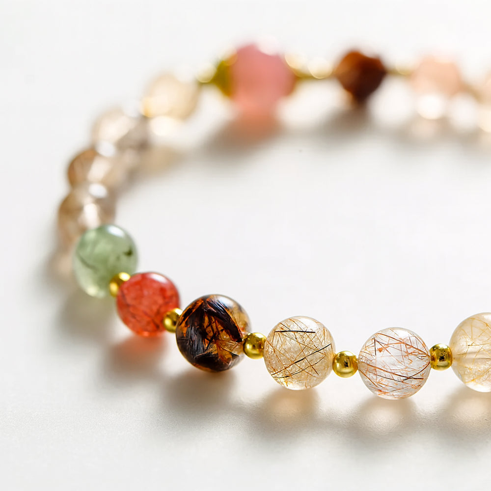 敦煌多彩發晶草莓晶貔貅手串「好姻緣」【首廟天壇天公廟祈福加持】